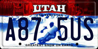 UT license plate A875US