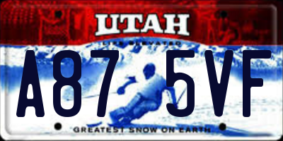 UT license plate A875VF