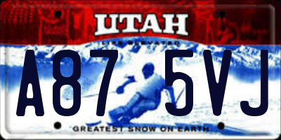 UT license plate A875VJ