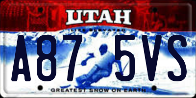 UT license plate A875VS