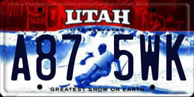 UT license plate A875WK