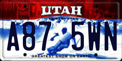 UT license plate A875WN