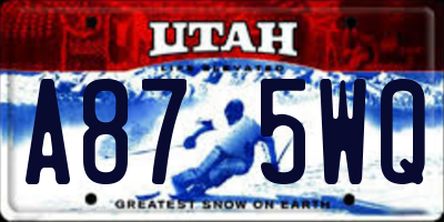 UT license plate A875WQ