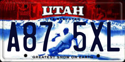 UT license plate A875XL