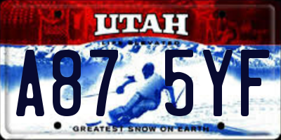 UT license plate A875YF