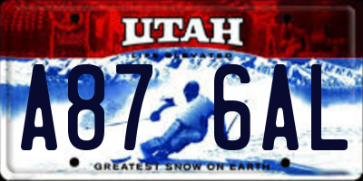 UT license plate A876AL