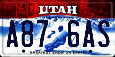 UT license plate A876AS