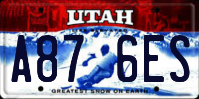 UT license plate A876ES