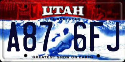 UT license plate A876FJ