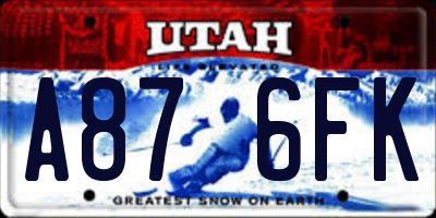 UT license plate A876FK