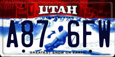UT license plate A876FW