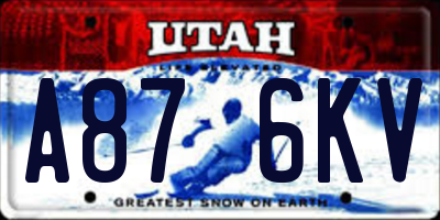 UT license plate A876KV