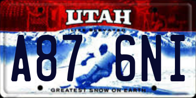 UT license plate A876NI