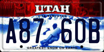 UT license plate A876OB
