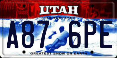 UT license plate A876PE