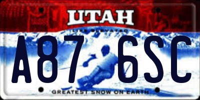 UT license plate A876SC
