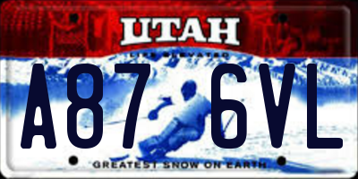 UT license plate A876VL