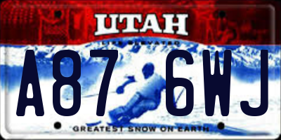 UT license plate A876WJ