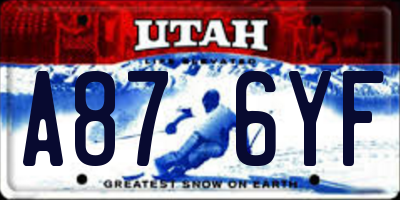 UT license plate A876YF