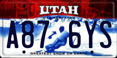 UT license plate A876YS