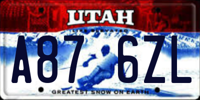 UT license plate A876ZL