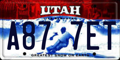 UT license plate A877ET