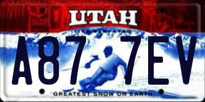 UT license plate A877EV