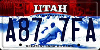 UT license plate A877FA