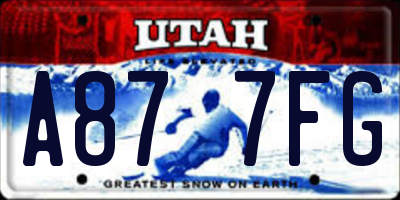 UT license plate A877FG