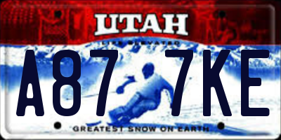 UT license plate A877KE
