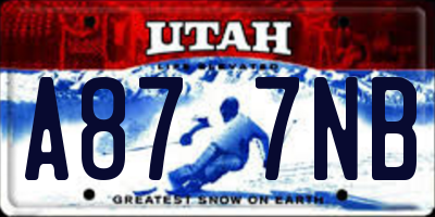 UT license plate A877NB