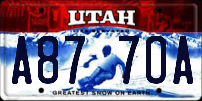 UT license plate A877OA