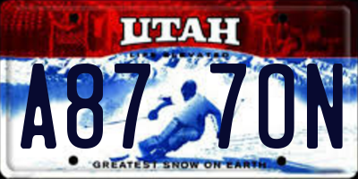 UT license plate A877ON