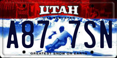UT license plate A877SN
