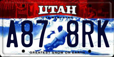 UT license plate A878RK