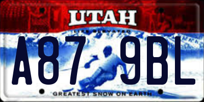 UT license plate A879BL