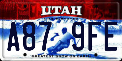 UT license plate A879FE