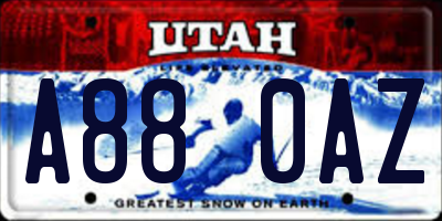 UT license plate A880AZ