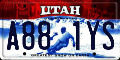 UT license plate A881YS