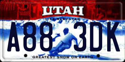 UT license plate A883DK