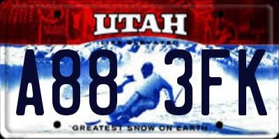 UT license plate A883FK
