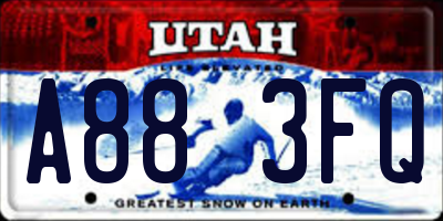UT license plate A883FQ