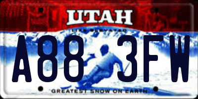 UT license plate A883FW