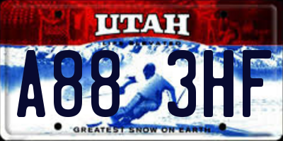 UT license plate A883HF