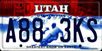 UT license plate A883KS