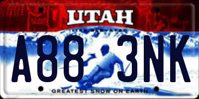 UT license plate A883NK