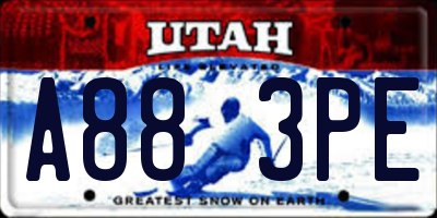 UT license plate A883PE