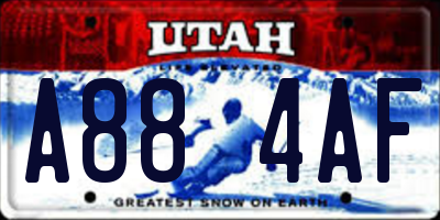 UT license plate A884AF