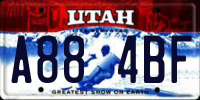 UT license plate A884BF