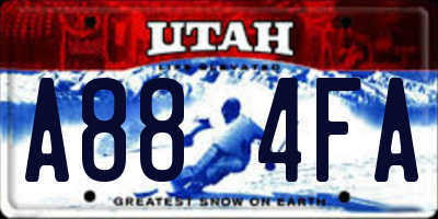 UT license plate A884FA